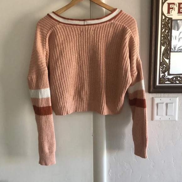 URBAN OUTFITTERS | Pink, orange, white crop cardigan - Picture 5 of 6